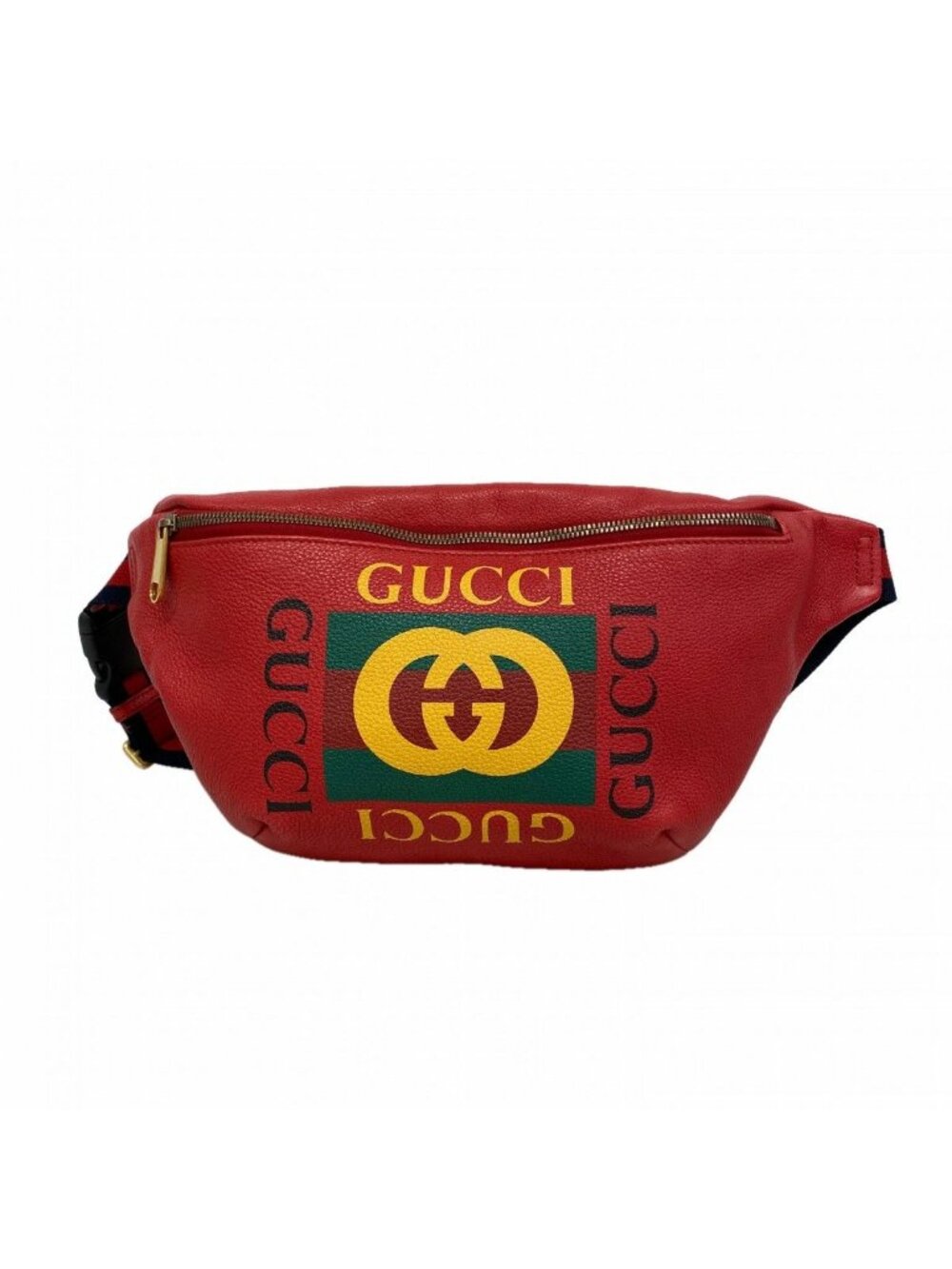 Gucci Waist Bag Leather Red Gold